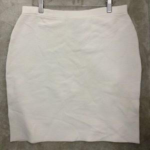 CARMEN White Ribbed Pencil Midi Skirt Large